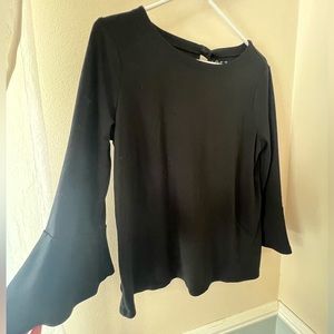Loft black blouse with ruffle sleeves